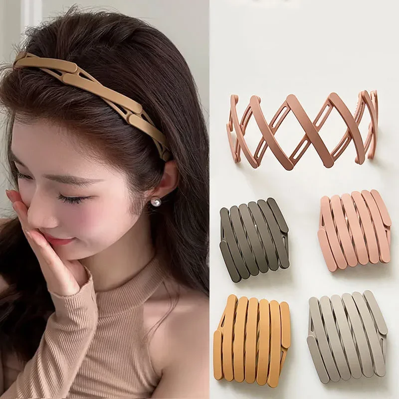 

Convenient Foldable Solid Plastic Hairband For Women Girls Travel Stretchable Headband Hair Head Band Novelty Hair Accessories