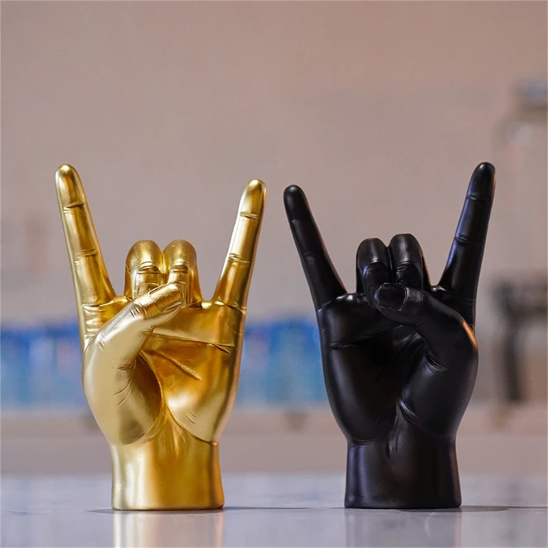 

Sign Rock and Roll Statue Punk Gesture Unique Music Livehouse Decorations Centrepieces Table Hand Sculpture