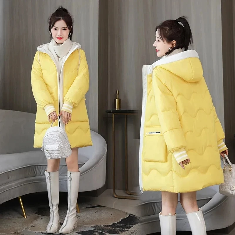 Down Cotton Jacket Women's Parkas 2023 New Winter Hooden Cotton Padded Coat Korean Loose Warm thicken Coat windproof  Outwear