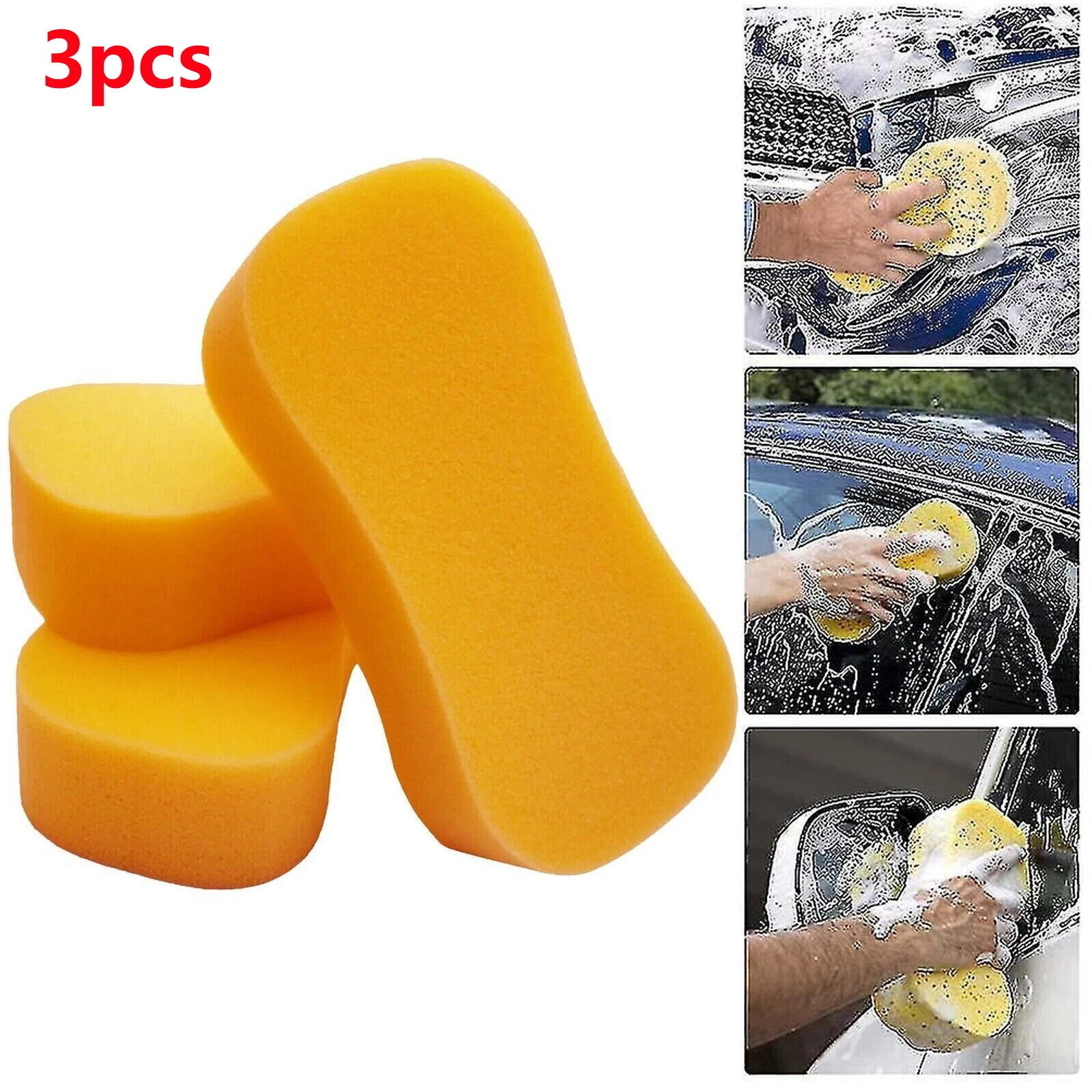 

3pcs/set Car Washing Sponges Large Honeycomb 8-shaped High-density Sponges Block Car Cleaning Waxing Tools Cleaning Accessories