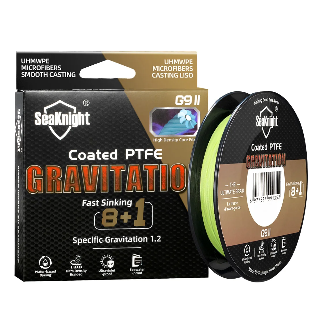 Ligne SeaKnight Gravitation9II 9 brins PE anti-UV 150M-300M pour pêche en mer haute performance