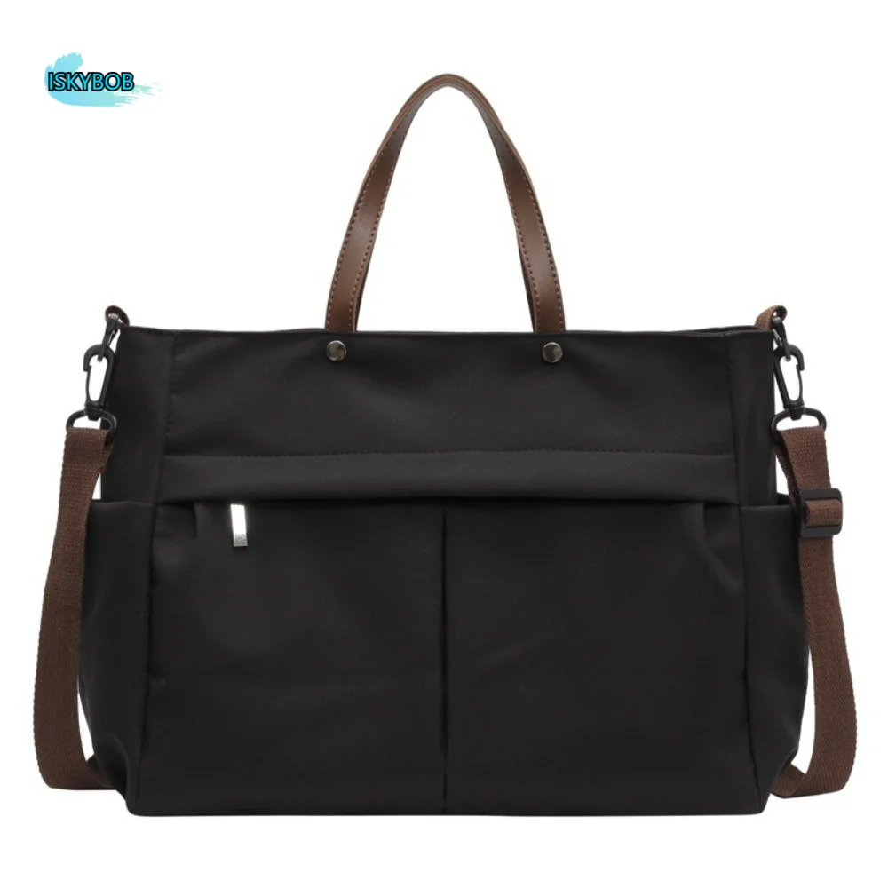 Borsa a Tracolla Elegante da Donna con Due Tasche in Nylon, Borsa per Pendolari Resistente, Monocolore, Grande Capacità, per Viaggi