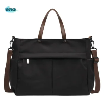 Borsa a Tracolla Elegante da Donna con Due Tasche in Nylon, Borsa per Pendolari Resistente, Monocolore, Grande Capacità, per Viaggi