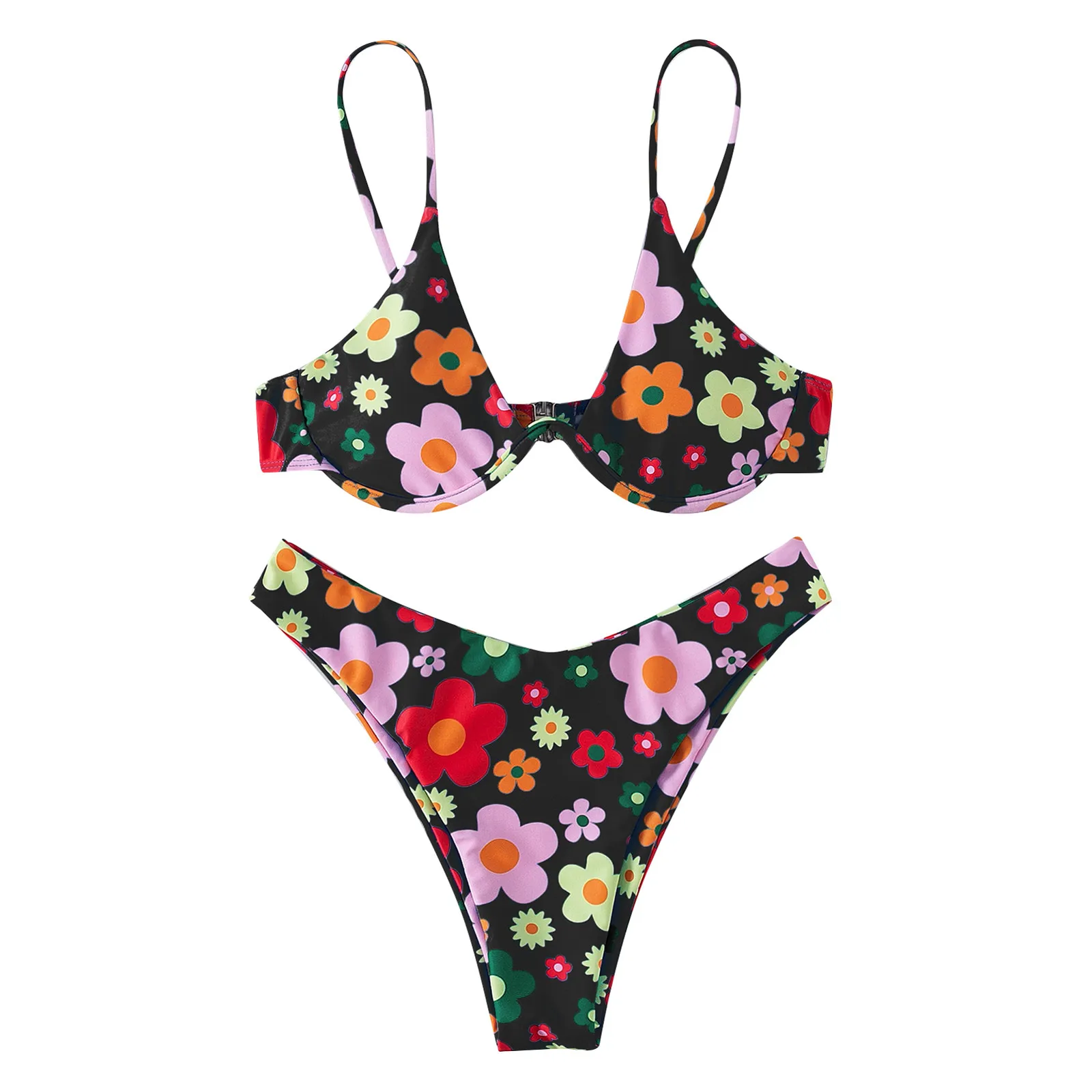 Twopiece Split Swimsuit Women Fashion Floral Swimwear Women 2022