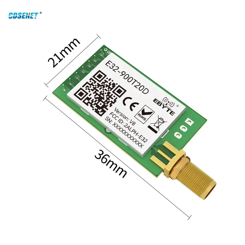 LoRa 무선 모듈, CDSENET E32-900T20D, 직렬 포트 트랜시버, RF 송신기 리시버, 868MHz, 915MHz, 20dBm, 5.5km, 5.5km