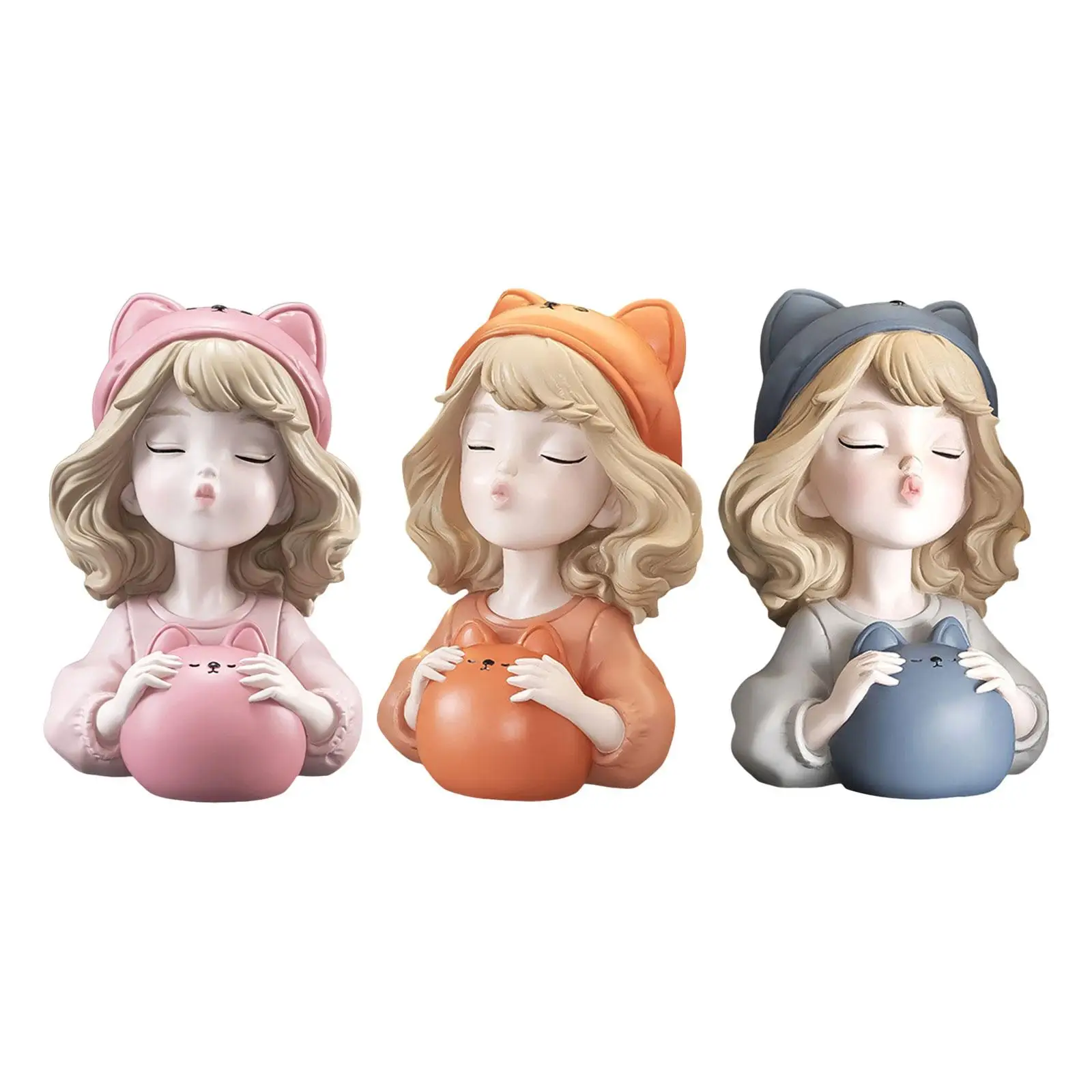 Little Bear Girl Saving Jar Statue Children Birthday Gift