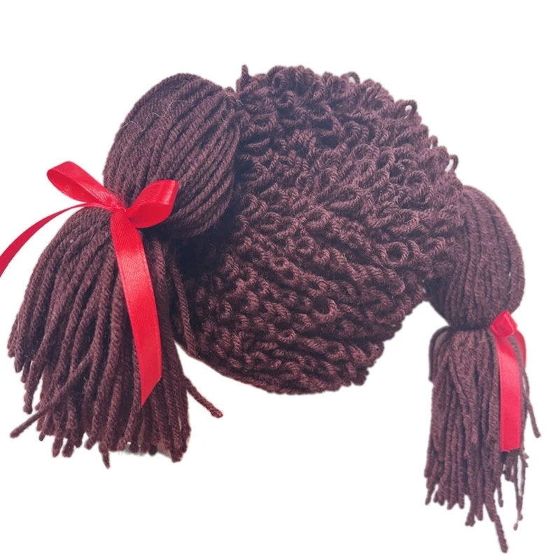 Kid Pigtail Crochet Braid Hat Kids Girl Hat Beanie Hair Pigtail
