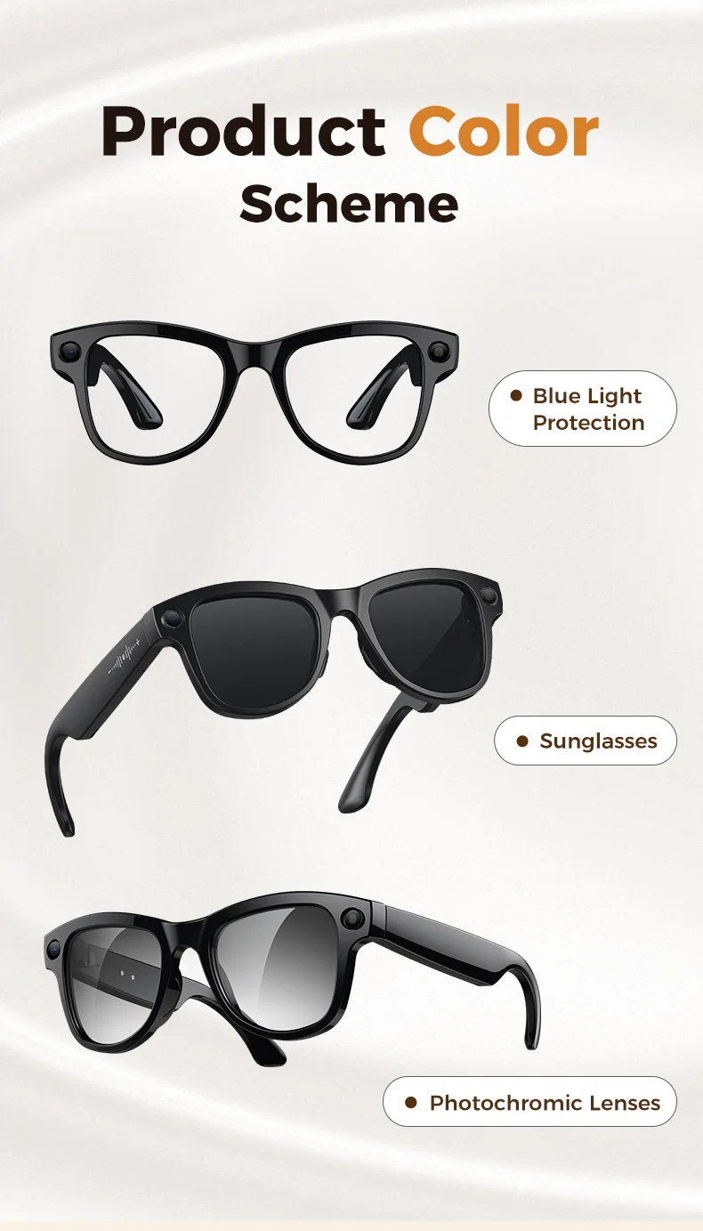 2026 New 800W 4K HD AI Smart Glasses Men Record Video 3600mAh Battery 120 Languages Translation Music Player Glasses With Camera