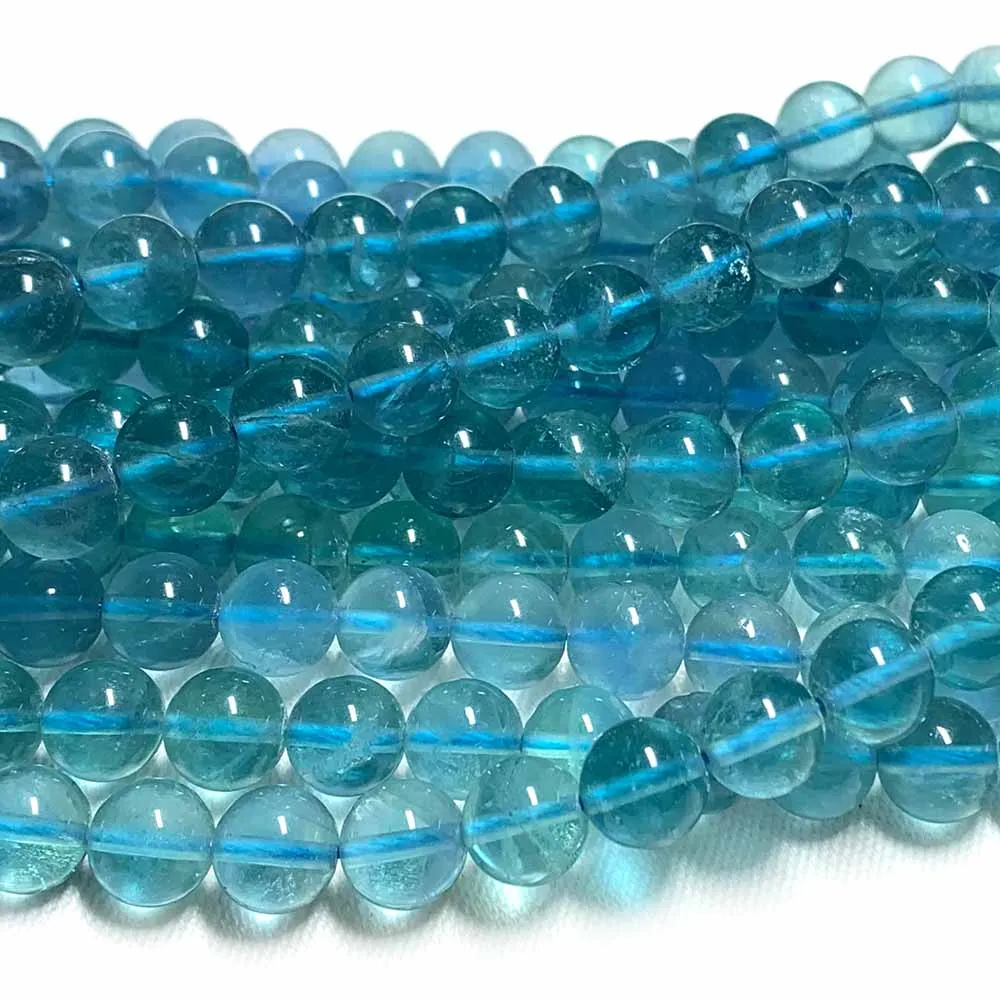 

Veemak Blue Fluorite Round Loose Beads For Jewelry Making Natural Gemstones Crystal DIY Necklace Bracelets Earrings Pendant