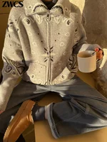 Cardigan tricoté à col montant et fermeture éclair pour femme, pull décontracté imprimé à manches longues, nouvelle mode printemps 2026 4