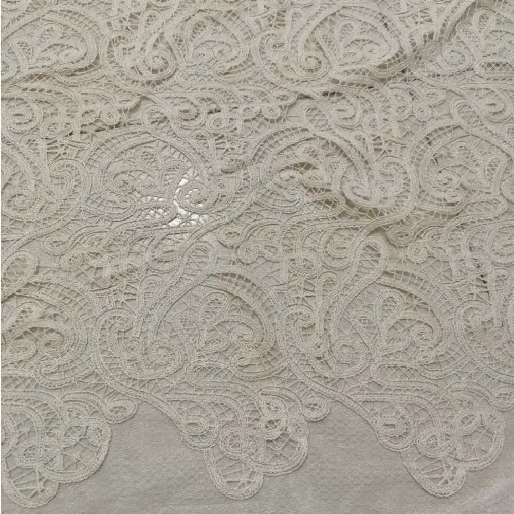 Cotton yarn diamond mesh base embroideried clothing for woman dress apparel geometric shape for cotton fabric