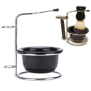Durevole nuovo design di bellezza uomo ciotola da barba tazza pennello portasapone supporto portatile rasoio da barba barba pulita kit rasoio set 1