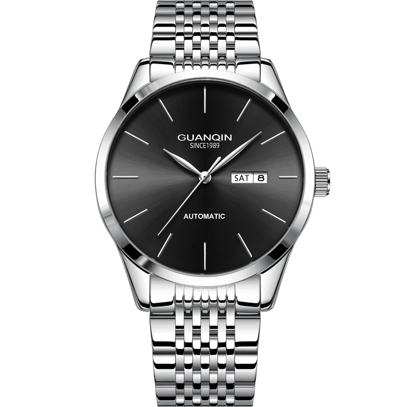 Orologio meccanico da uomo di lusso GUANQIN, movimento autentico, cassa in acciaio inossidabile, doppio calendario, orologi da lavoro e tempo libero, impermeabili fino a 50 m_voghion.com