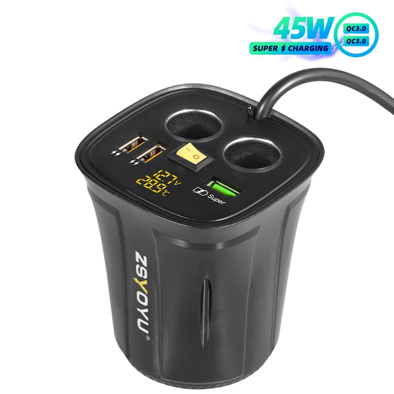 Twin USB Sockets Cupholder Adapter