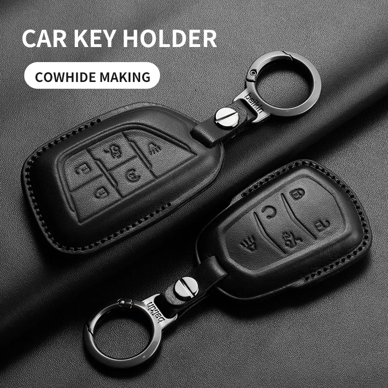 Premium Leather Car Key Case Cover - Elegant and Durable Key Accessory