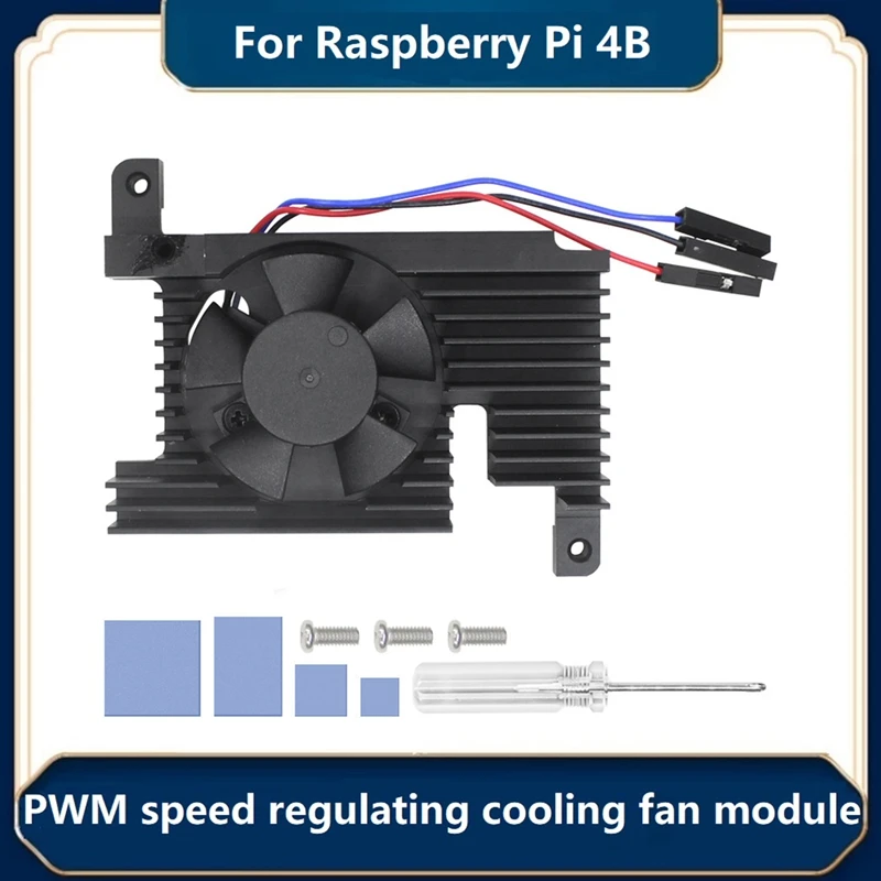 

For Raspberry Pi 4B Development Board Radiator Equipped With 3510 Ultra Silent PWM Speed Regulating Cooling Fan Module Kit