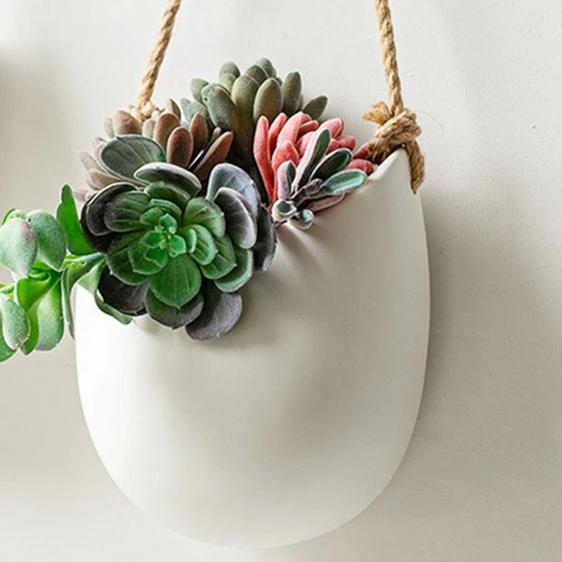 

Simple Nordic Home Decor Accessories Hanging Vase Room Ceramic Wall Vase Pendant Craft Wall-Mounted Hydroponic Vase
