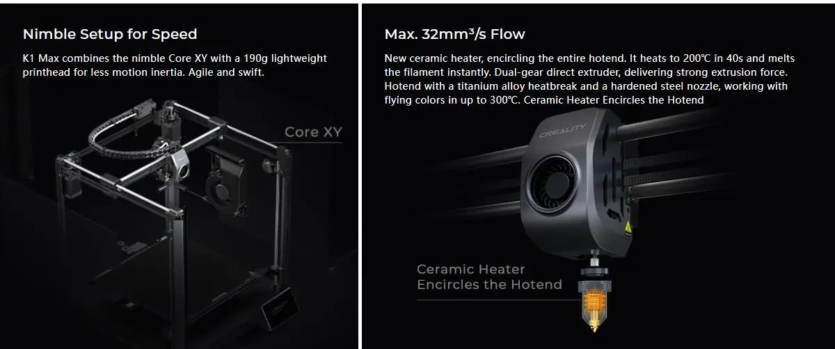 S456524edc9444a15a34dd557eabd4fcaY Creality Official K1 Max drukarka 3D 600 mm/s prędkość drukowania dwubiegowa wytłaczarka z napędem bezpośrednim EU/US/UK wtyczka K1 Max drukarka