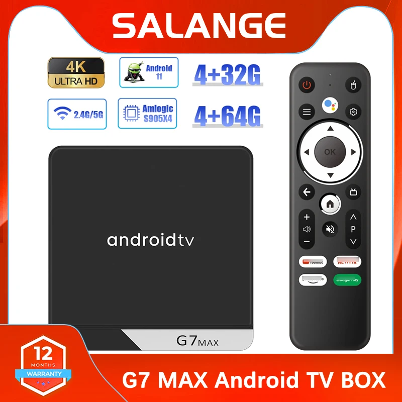 Smart tv Box com Receptor Wi-fi g7 Max S905x4 Android 11 4gb 64gb 32gb 4k hd 5g