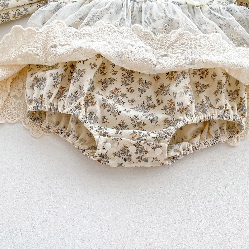 Lace Baby Girls Bodysuit Dress Spring Floral One Piece