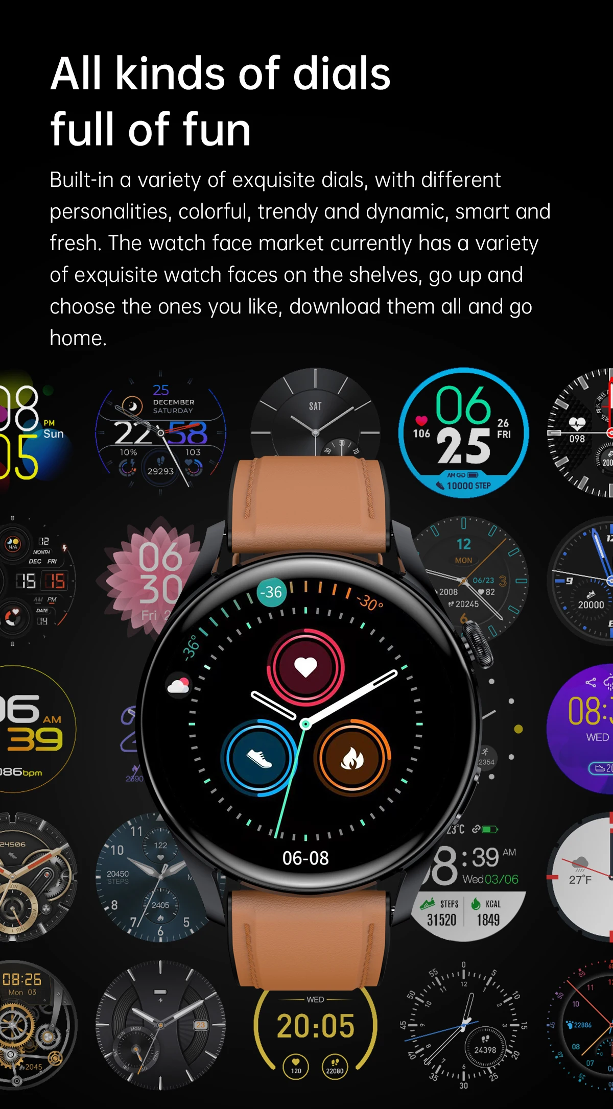 2022 Body temperature Bluetooth-compatibl calling Music control Heart rate Blood pressure  A variety of sports mode Smart watch