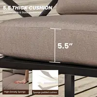 4 Piece Metal Outdoor Sectional Sofa Set Modern Conversation Furniture with Cushions & Coffee Table Patio Garden Use Customized 5