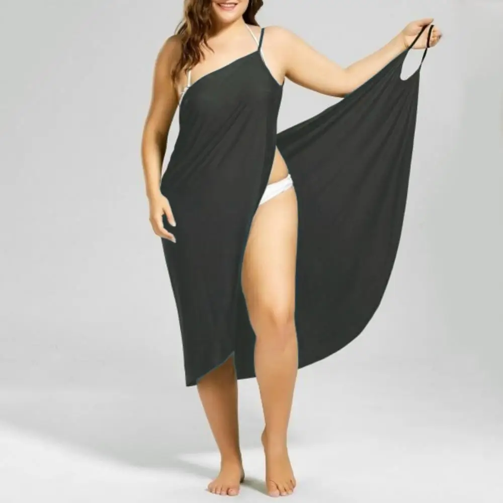 Plus Size Summer Beach Sexy Women Solid Color Wrap Dress Bikini Cover Up Sarongs Women's Clothing Swimwears Cover-Ups Plus Size