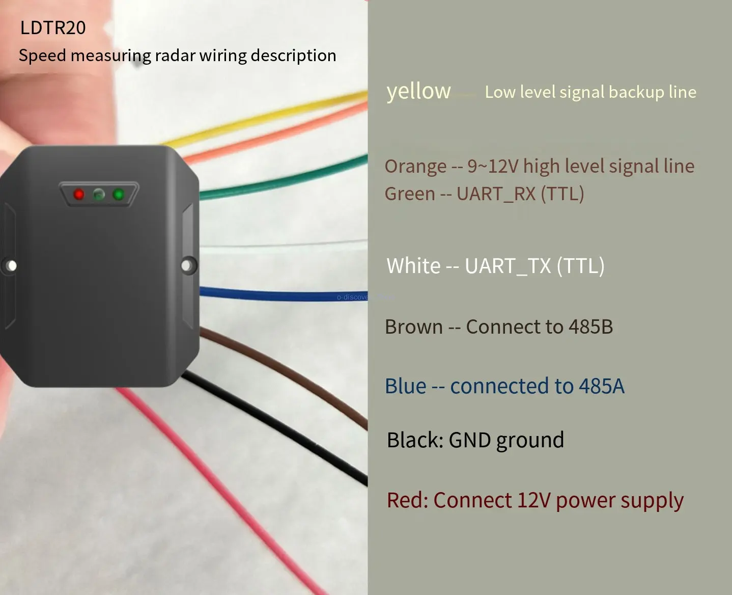 LDTR20 속도 표시기 도로 속도 측정 24GHz 밀리미터파 레이더 센서 모듈 교통 레이더 베이어닛 1KM/H250KM/H
