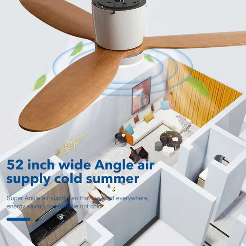 42/52 Inch 3 wood Blades 35W DC Motor Low Floor Ceiling Fans with 24W tricolor light support remote control