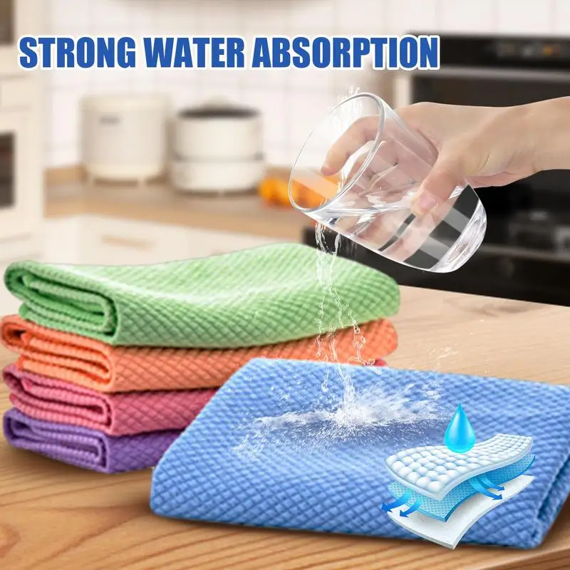 

Glass Cleaning Cloth Reusable Streak Free Dish Washing Cleaning Cloth Super Absorbent Kitchen Tableware Towel Kitchen Supplies