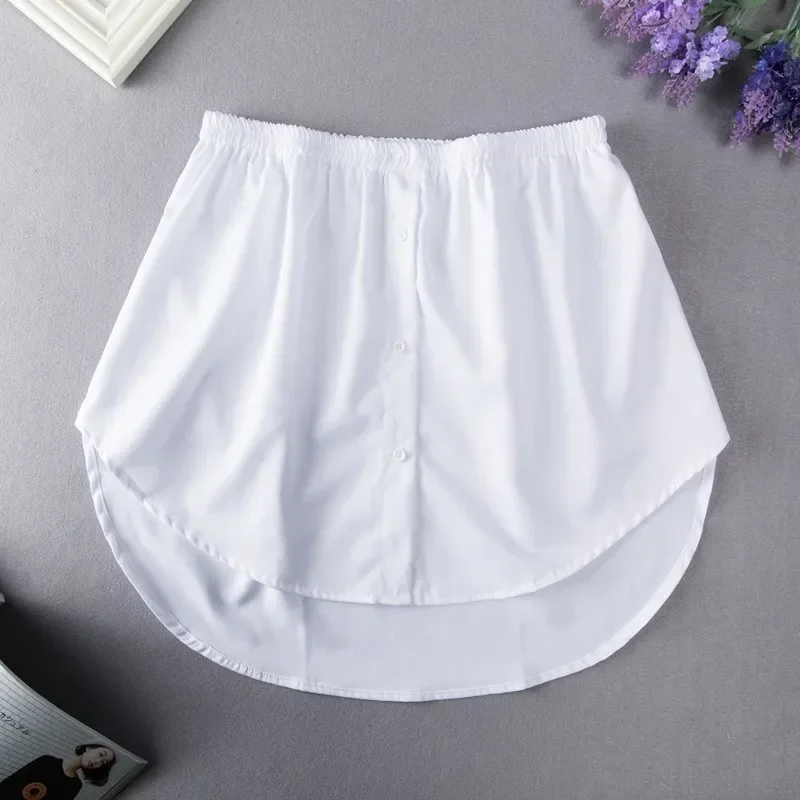 S-3XL Women Fake Shirt Black White Hem Detachable Underskirt Irregular Tail Blouse Hem Extender Mini Skirt Layered Inner Layer