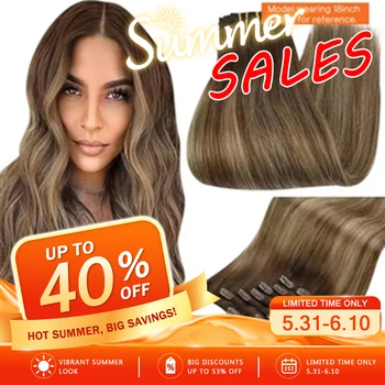 Full Shine Human Hair Extensions Clip in Hair Extensions Human Hair 7PCS 105G Double Weft Hair Extensions Human Hair For Woman 1