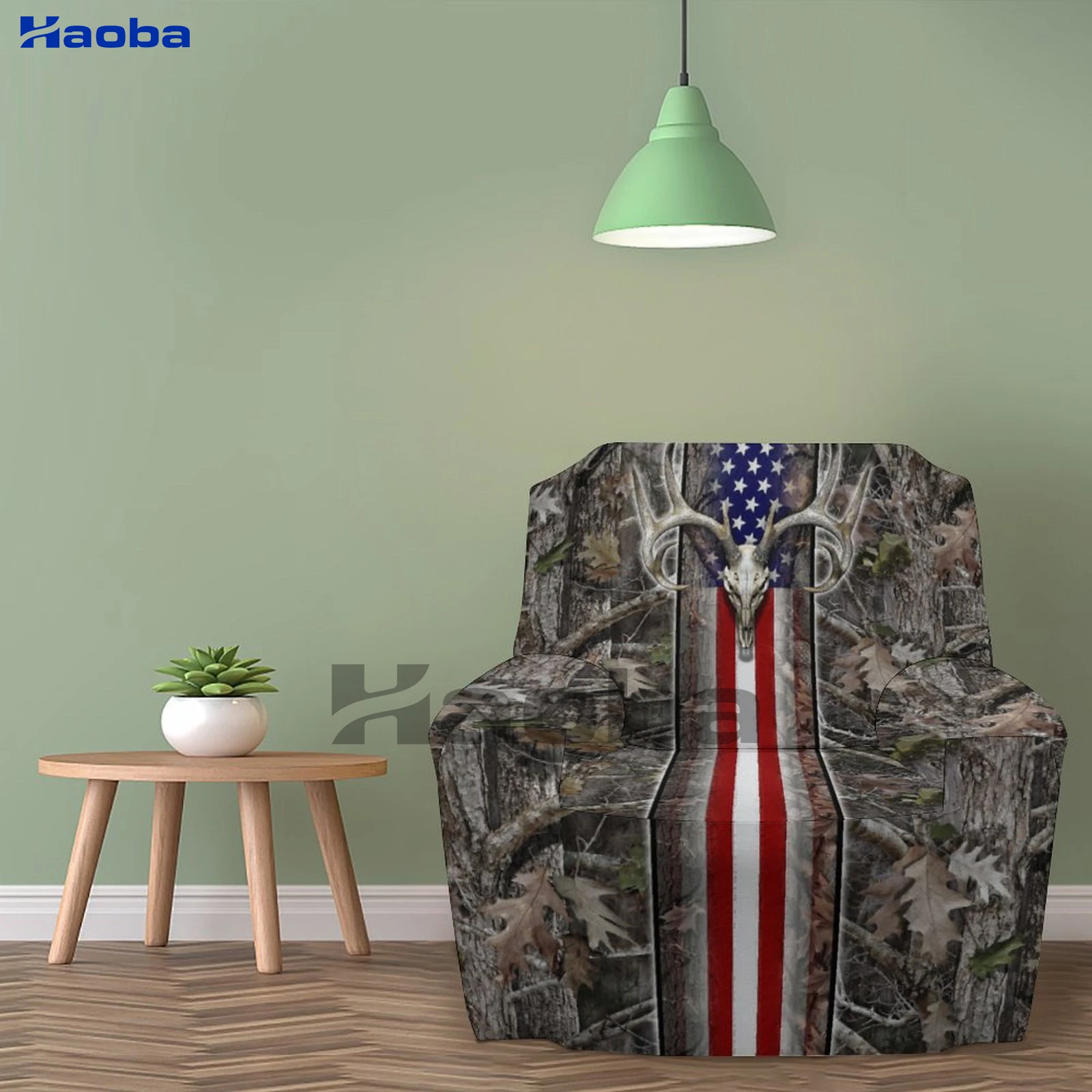 

America Flag & Deer Elk Camouflage Couch Covers,Chair/Sofa Covers, Stretch,Printed,Armchair Slipcover,Separate Cushion Covers