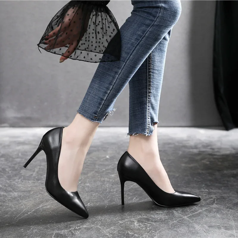 

31-43 Black Work Shoes Women Professional High Heels Pumps Sexy Thin Heel Stiletto Ladies Heels