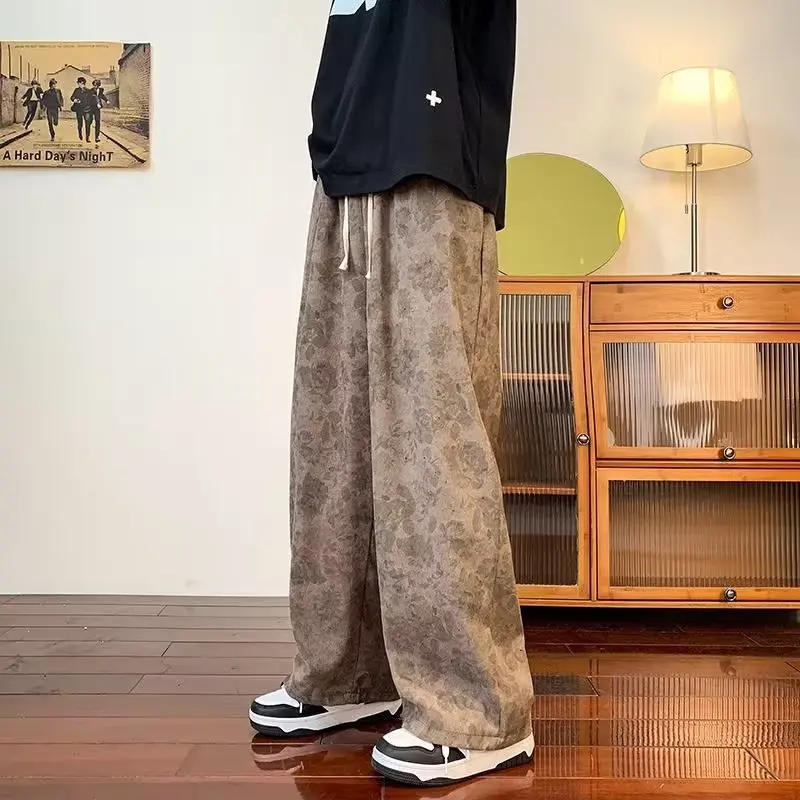 Vintage Casual Pants Men'S Spring And Autumn Ins-Style Corduroy Pants Loose Straight Tube Mop Pants