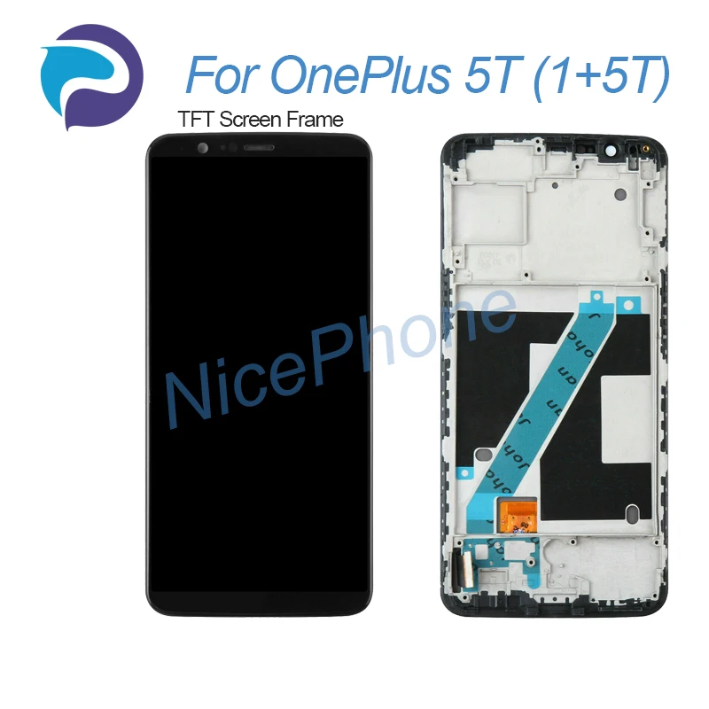 Genuine OnePlus 5T A5010 LCD Display And Touch Screen Replacement With Frame - Black