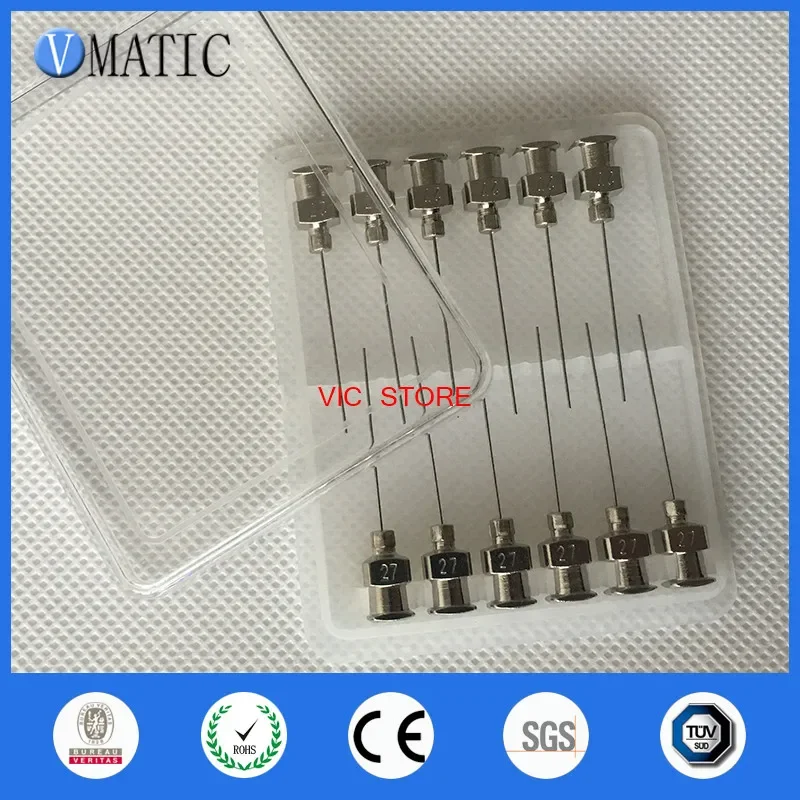 12 Pcs 1 Inch Length 27G Blunt Stainless Steel Dispensing Glue Dispenser Syringe Needle Tips