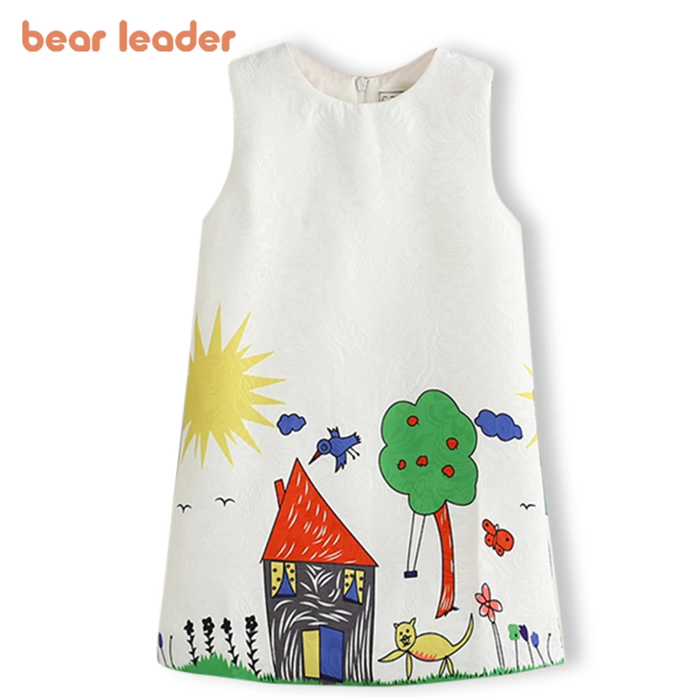 Bear Leader Girls Dresses New Brand Spring Princess Dress Kids Clothes Graffiti Print Design for Baby Girls Clothes 3-8Y girls dress princess costume kids clothes