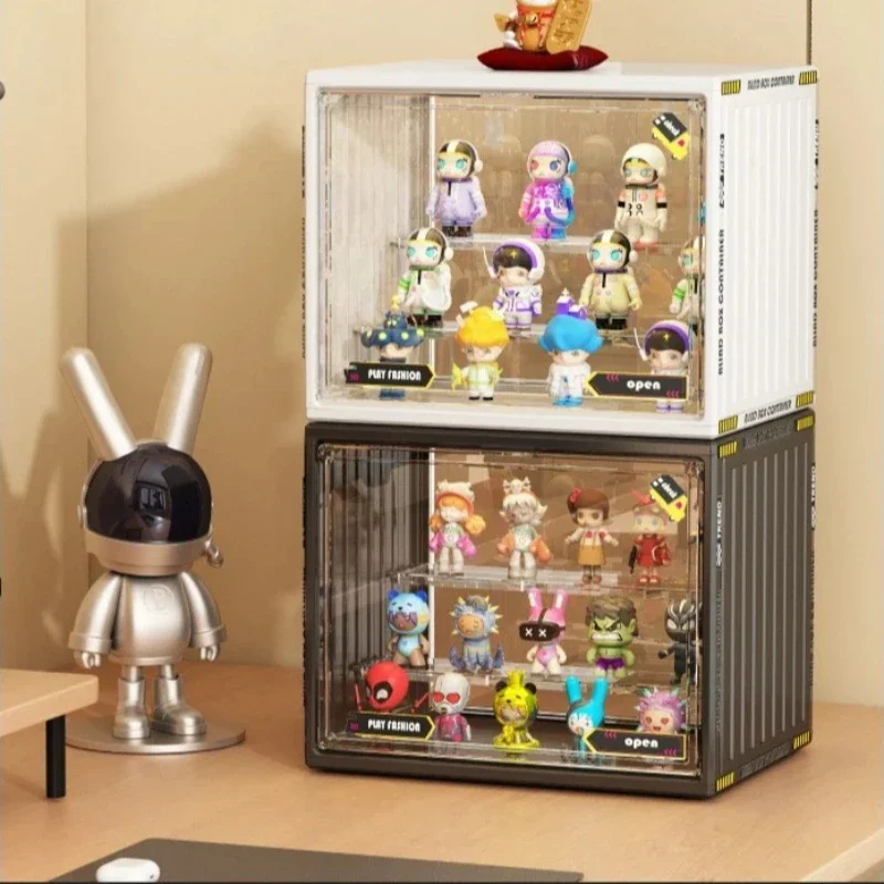 For Pop Mart 3-Tier Acrylic transparent Display Case - Dustproof Step Shelf for Anime Cars, Action Figures & Jewelry Organizer