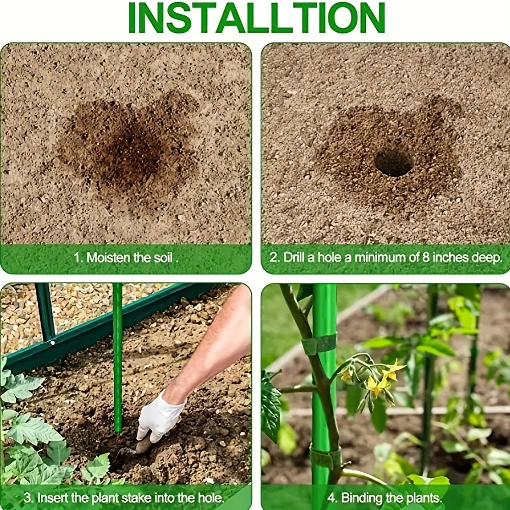 Description Picture 3 of item20pcs Garden Stakes Coated Steel Plant Poles, Used To Support Climbing Tomatoes Trees Beans Yellow Flowers, Fixing Trees And