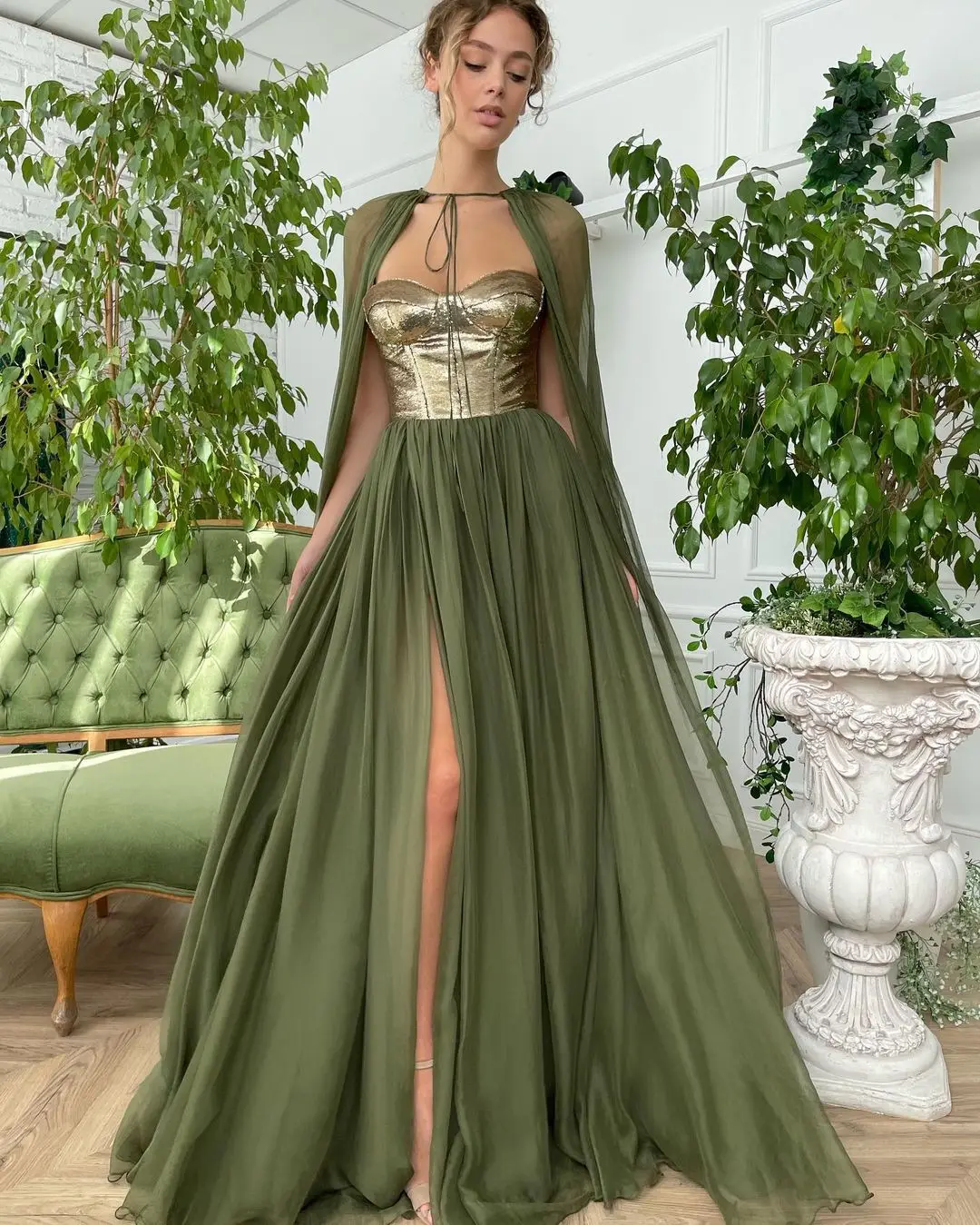 

Merida Tulle Cloak 2 Pieces Prom Dresses Side Slit A-Line Sweetheart Sleeveless Saudi Arabia Elegant Formal Dresses 2023