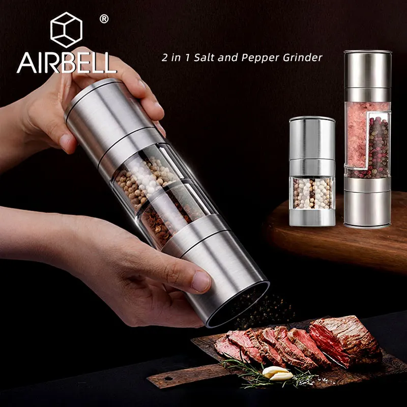 2in1SaltPepperStainlessSteelAdjustableCoarsenessSpiceMills