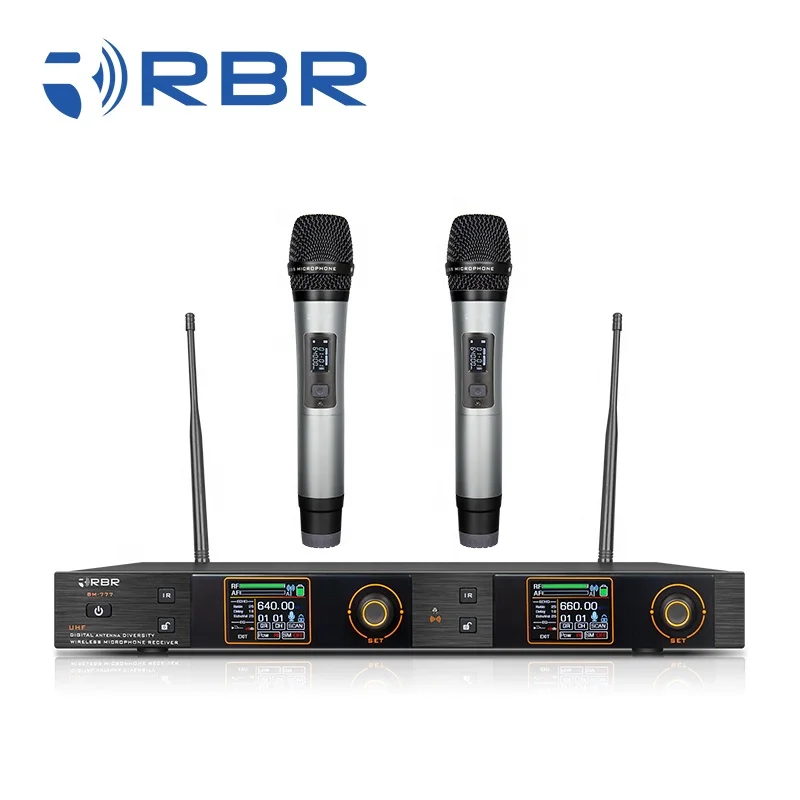 전문 디지털 노래방 무선 마이크 시스템, 자동 음소거 핸드헬드, bm777 uhf