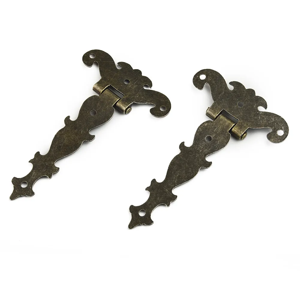 2pcs Retro Bronze Hinge Zinc Alloy Butt Cabinets Hinges Antique Wooden Box Decorative Hinge Furniture Hardware