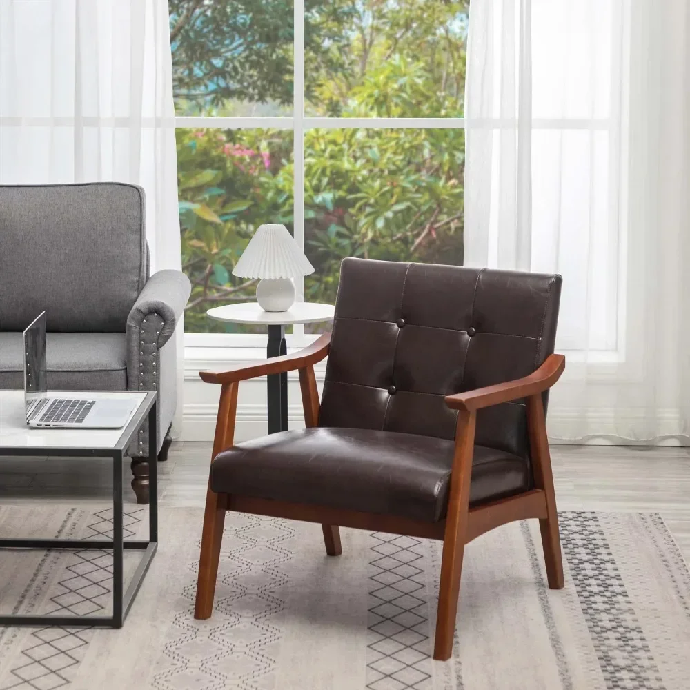 

Living Room Chair, Tucker Asit Natalie Arkent Chair, Faux Leather, Solid Rubberwood, Smooth Finish Frame, Living Room Chair