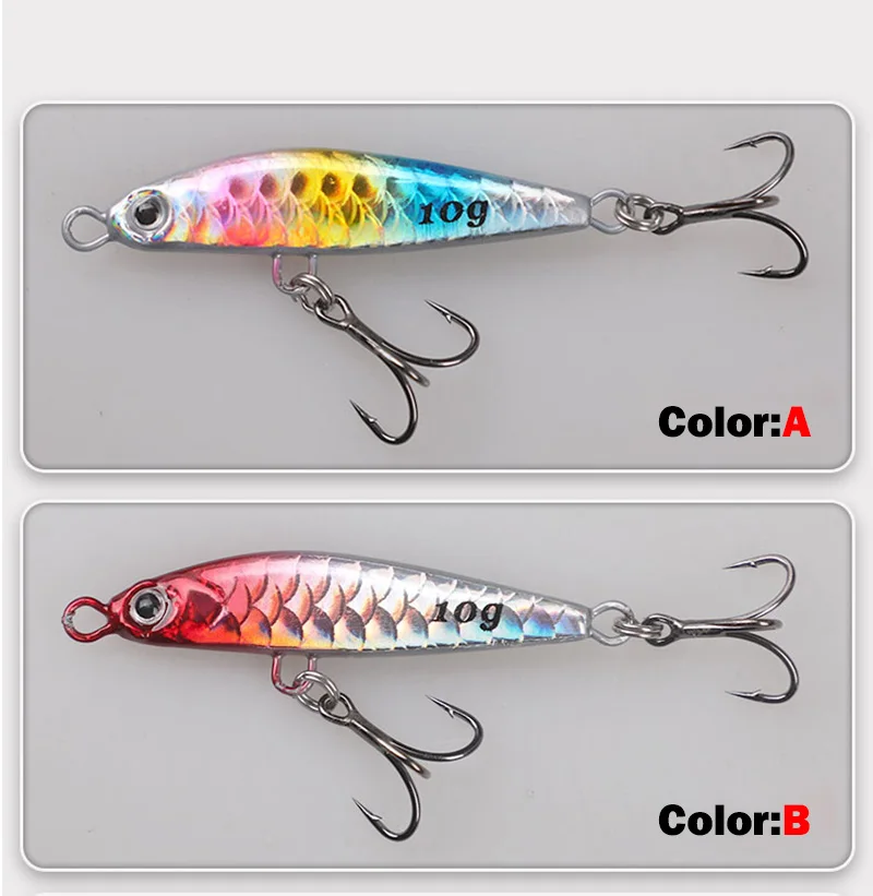 OUTKIT 1Pcs Metall Jigbait Spinning Köder 10g-22g Meer Angeln Köder Trolling Jigging Wobbler Laser Abdeckung drager Sinking Bleistift – Detail 9