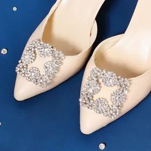 2pcs Wedding Bride Rhinestone Shoes Decoration Shoe Clips High Heel Charm Buckle