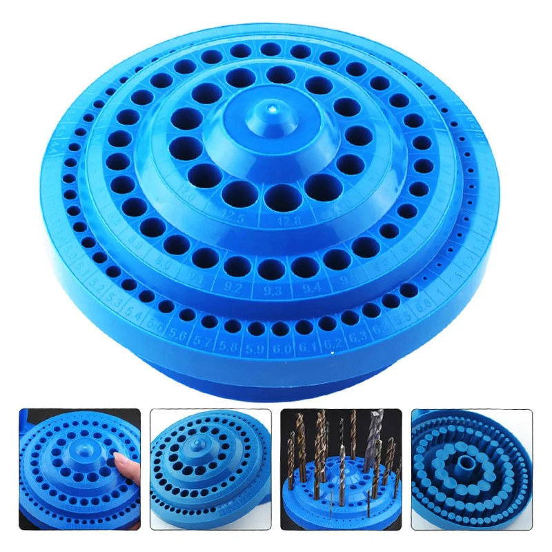 100 Hole 1-13mm Drill Storage Box Nail Drill Bits Storage Case Rotating Tray Bits Bin Hardware Brackets tool storage box parts storage box storage organizer box