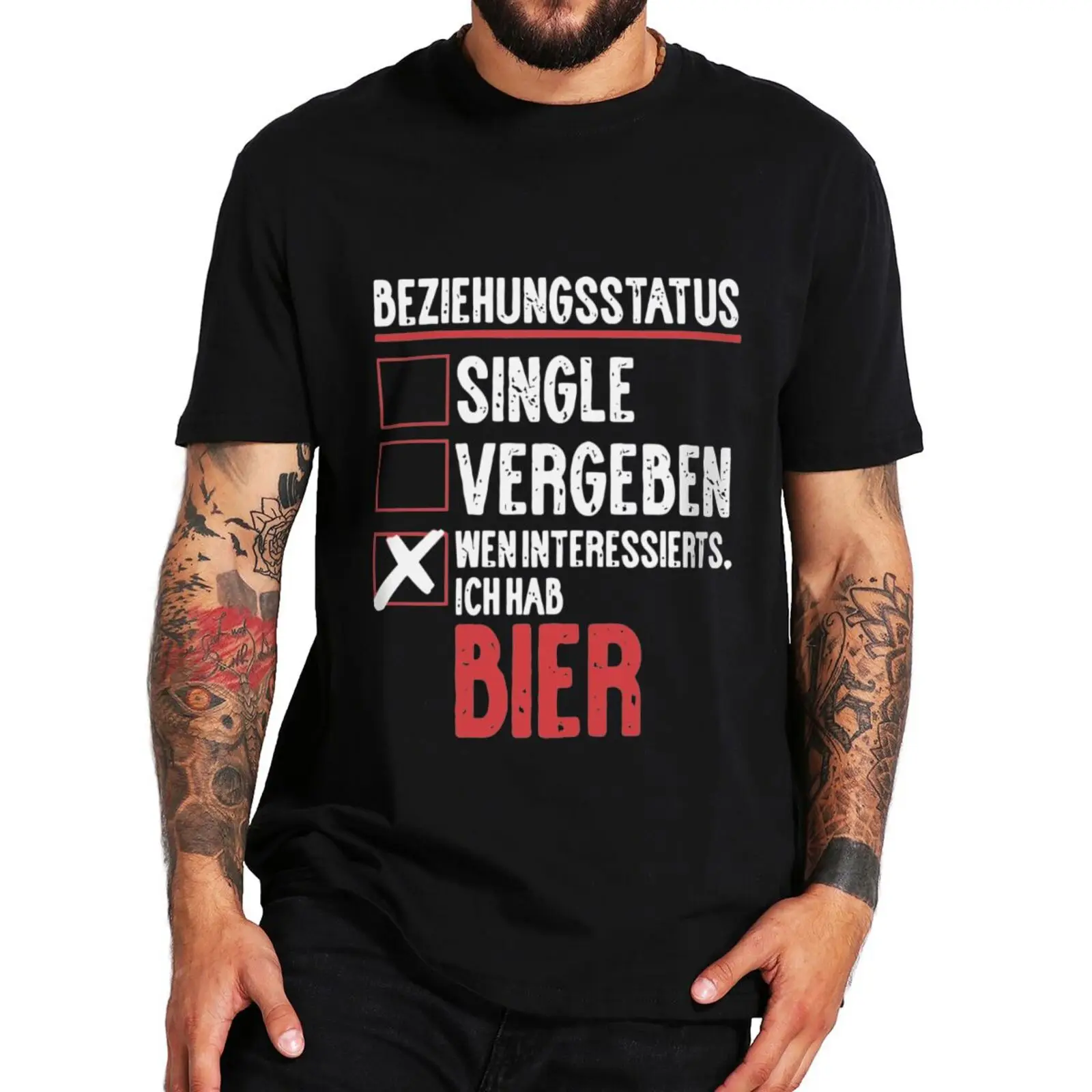 

Beziehungsstatus T Shirt Vintage Funny German Text Relationship Beer Lovers Short Sleeve Casual 100% Cotton Unisex T-shirts