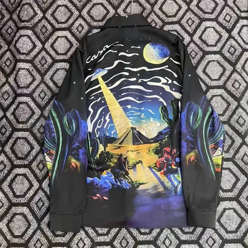 

23SS New Spacecraft Silk Casablanca Shirt Men Women High Quality Hawaii Beach Shirts Lil Peep